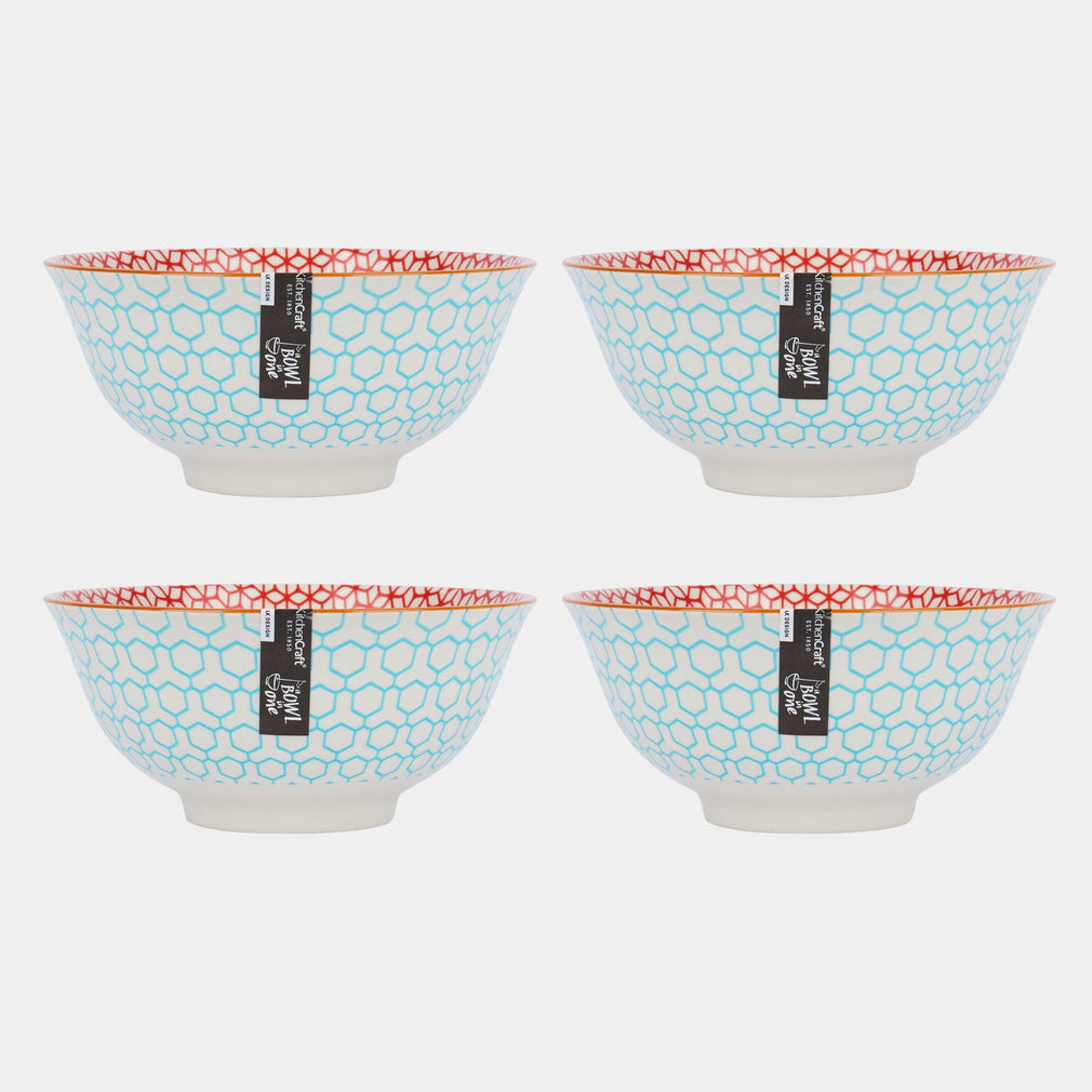 Mikasa Blue Geometric - Bowls, Set of 4