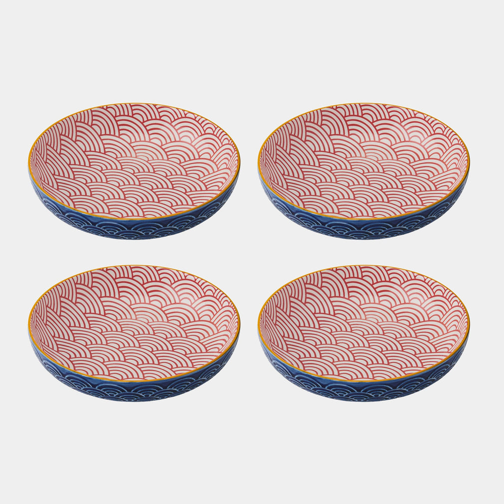 Mikasa Blue & Red - Pasta Bowls, Set of 4
