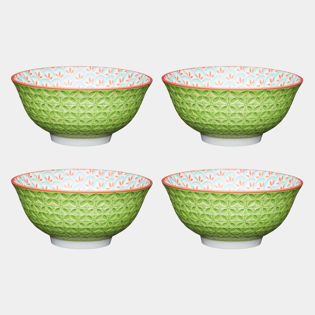 Mikasa Geometric Lime - Bowls, Set of 4
