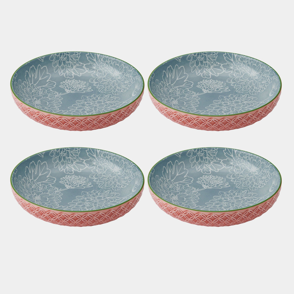 Mikasa Blue & Red Leaf - Pasta Bowls, Set of 4