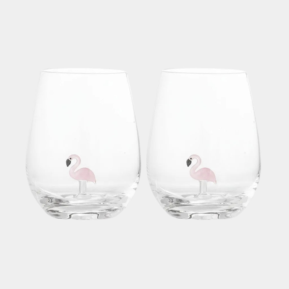 Misa - Flamingo Tumbler Glass, Set of 2