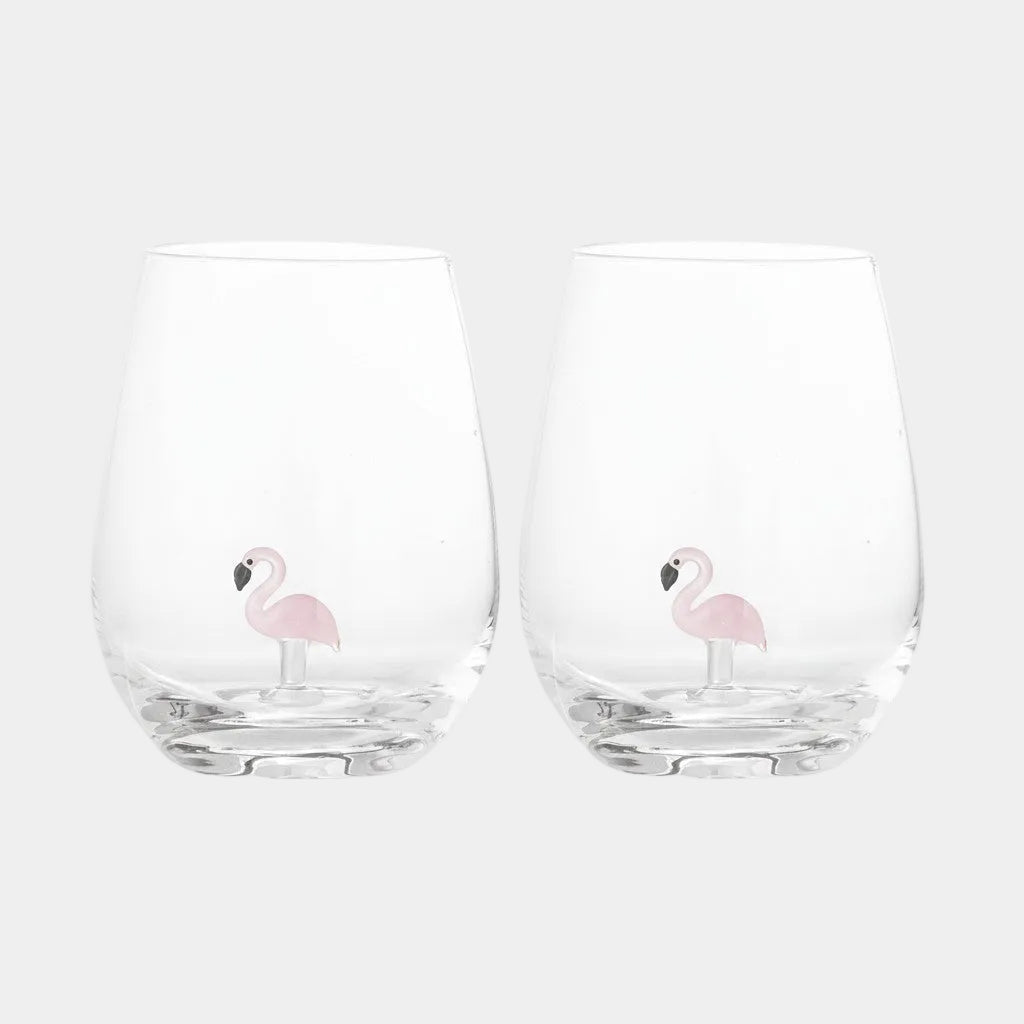 Misa - Flamingo Tumbler Glass, Set of 2