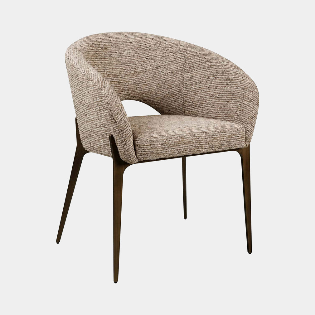 Iris - Dining Chair, Fabric Mocha Linear