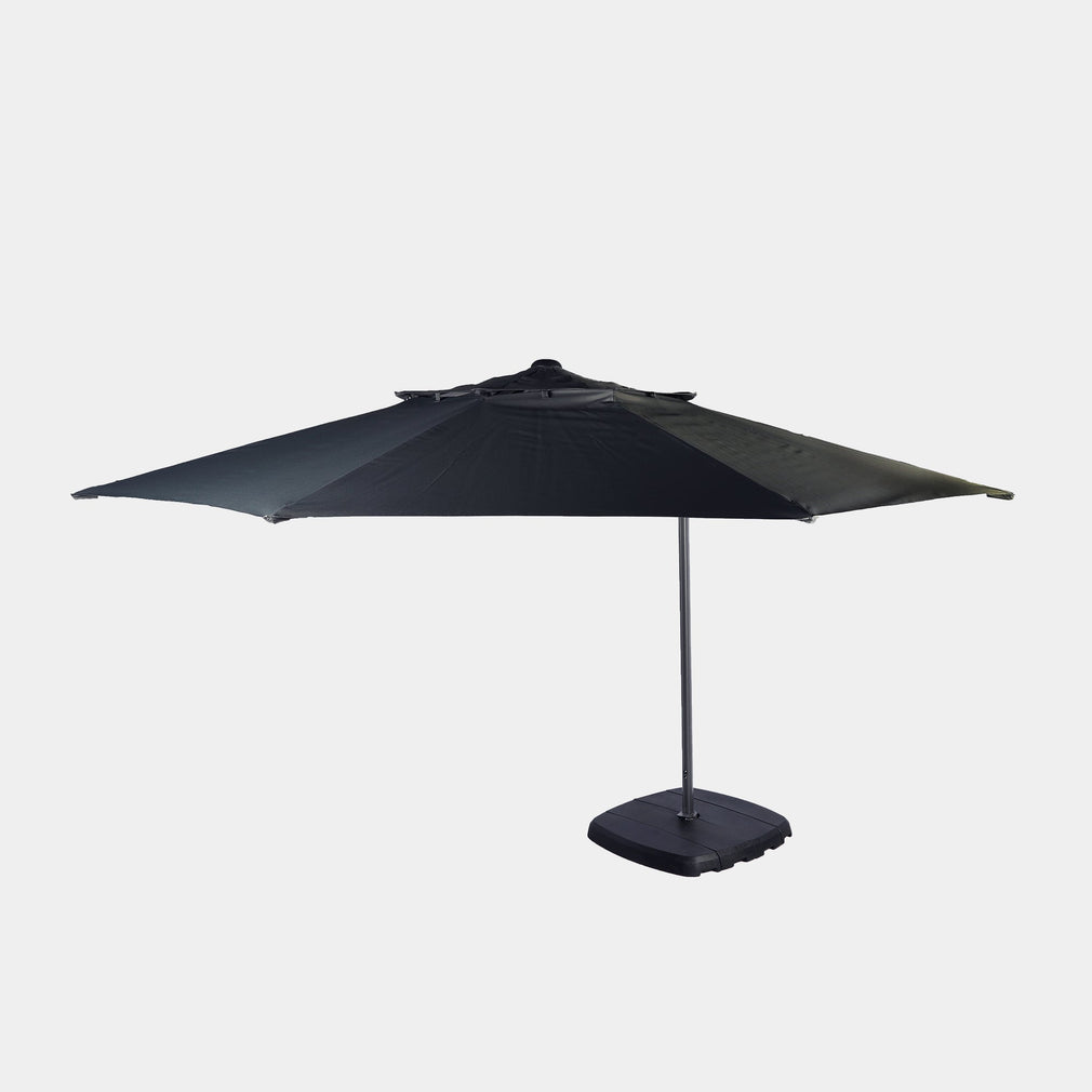 St Tropez - 3.3m Round Parasol in Grey With LED Lights, Cover & Base