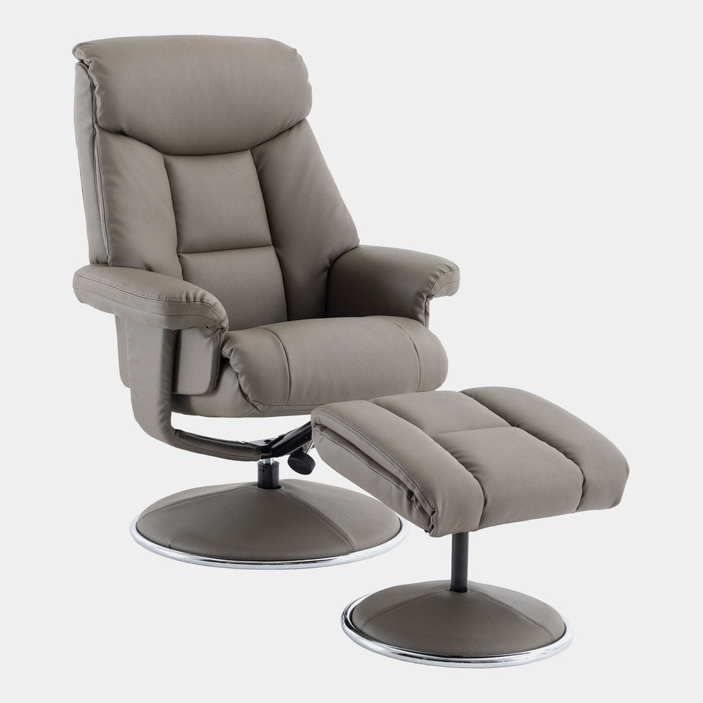 Orion - Swivel Chair & Stool In Plush PU Grey