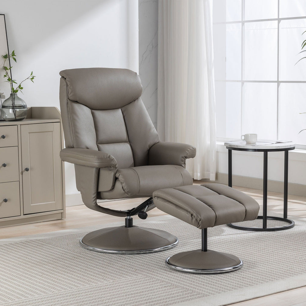 Orion - Swivel Chair & Stool In Plush PU Grey