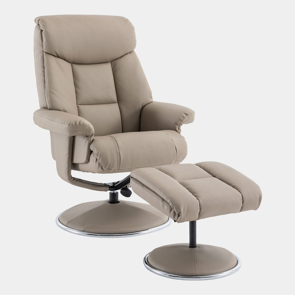 Orion - Swivel Chair & Stool, PU Leather Pebble