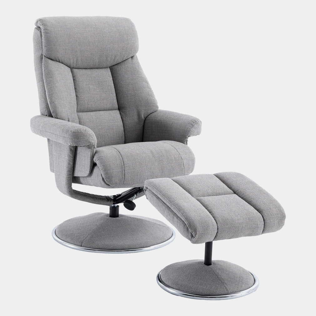 Orion - Swivel Chair & Stool, Fabric Silver