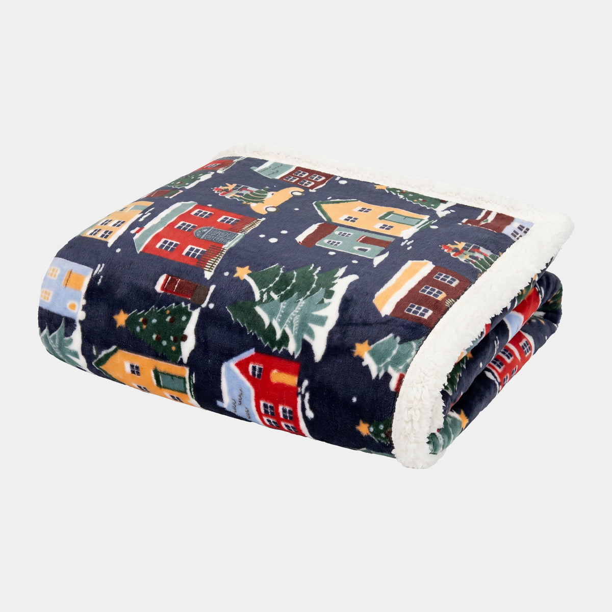Christmas Houses Navy - Throw 130x170cm