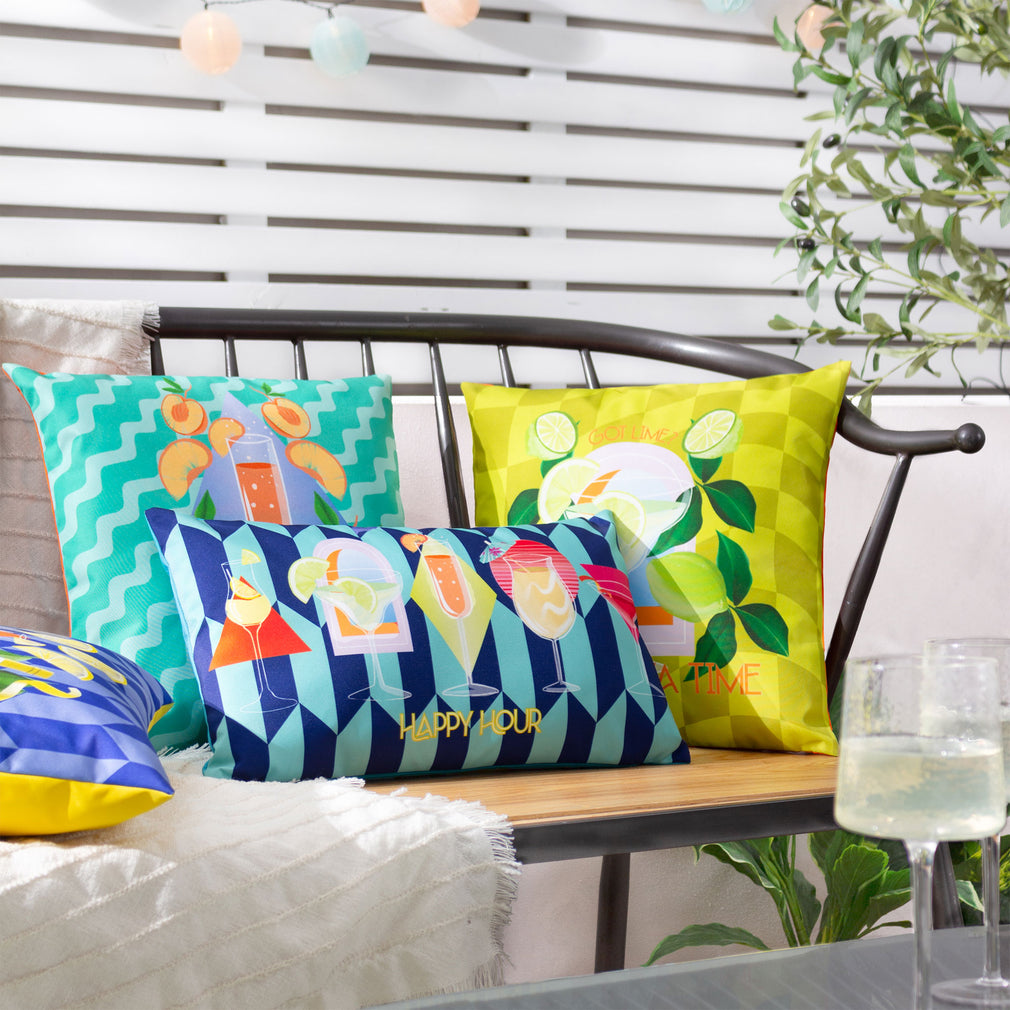 Peachy - Aqua Outdoor Cushion 43x43cm