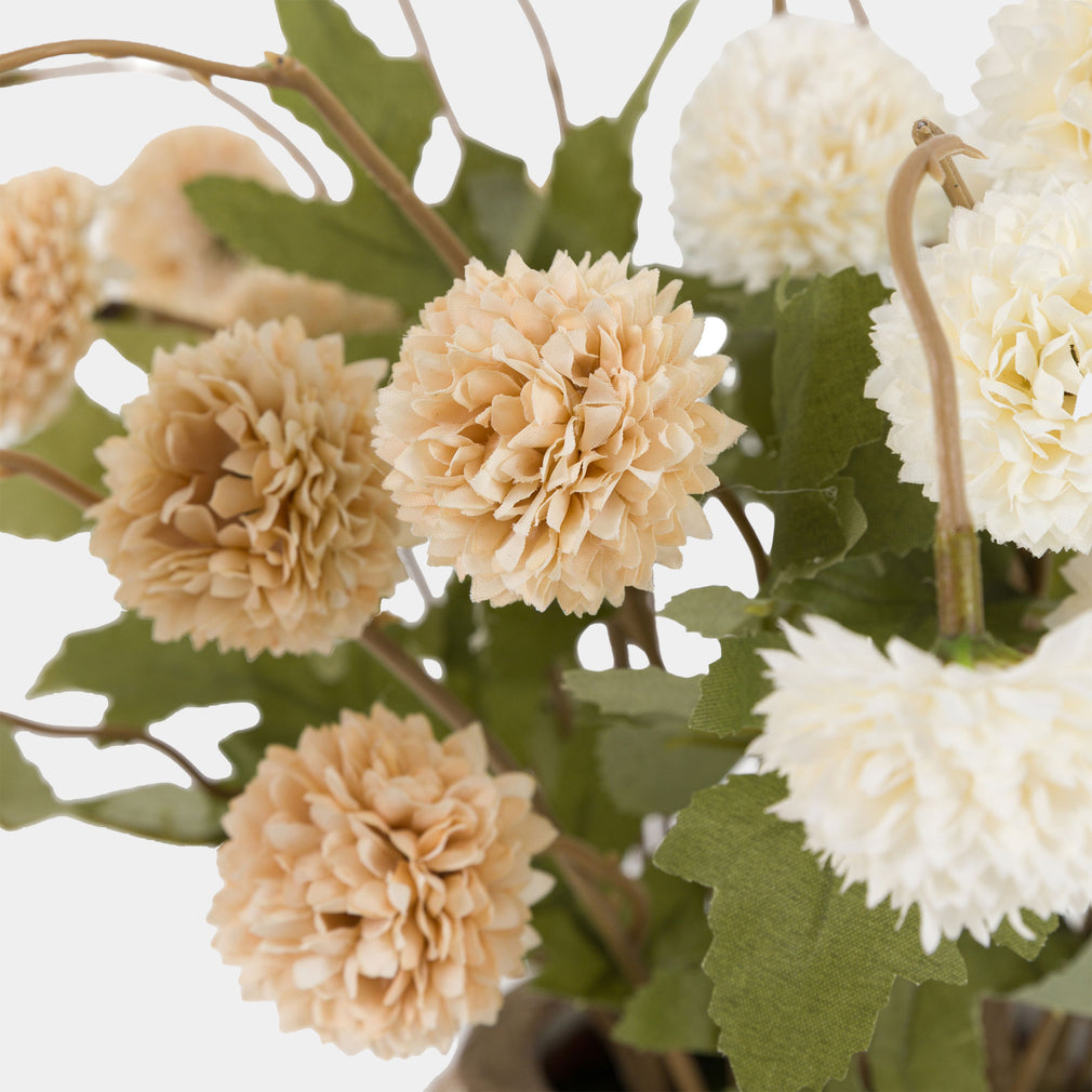 Artificial Pom Pom Bouquet in Vase - Luxury Faux Flower Arrangement