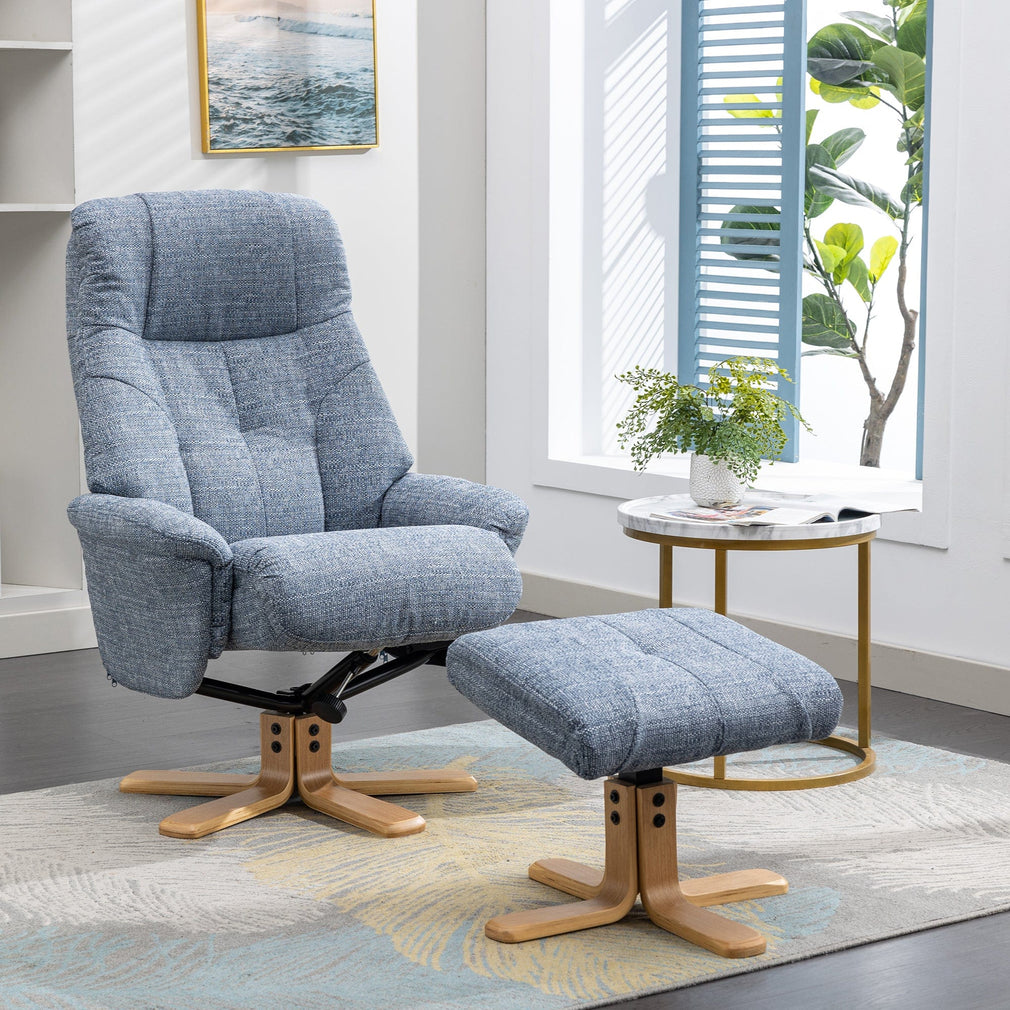 Quebec - Swivel Chair & Stool In Fabric Lisbon Marine