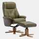 Quebec - Swivel Chair & Stool, Leather Effect Plush Olive Green