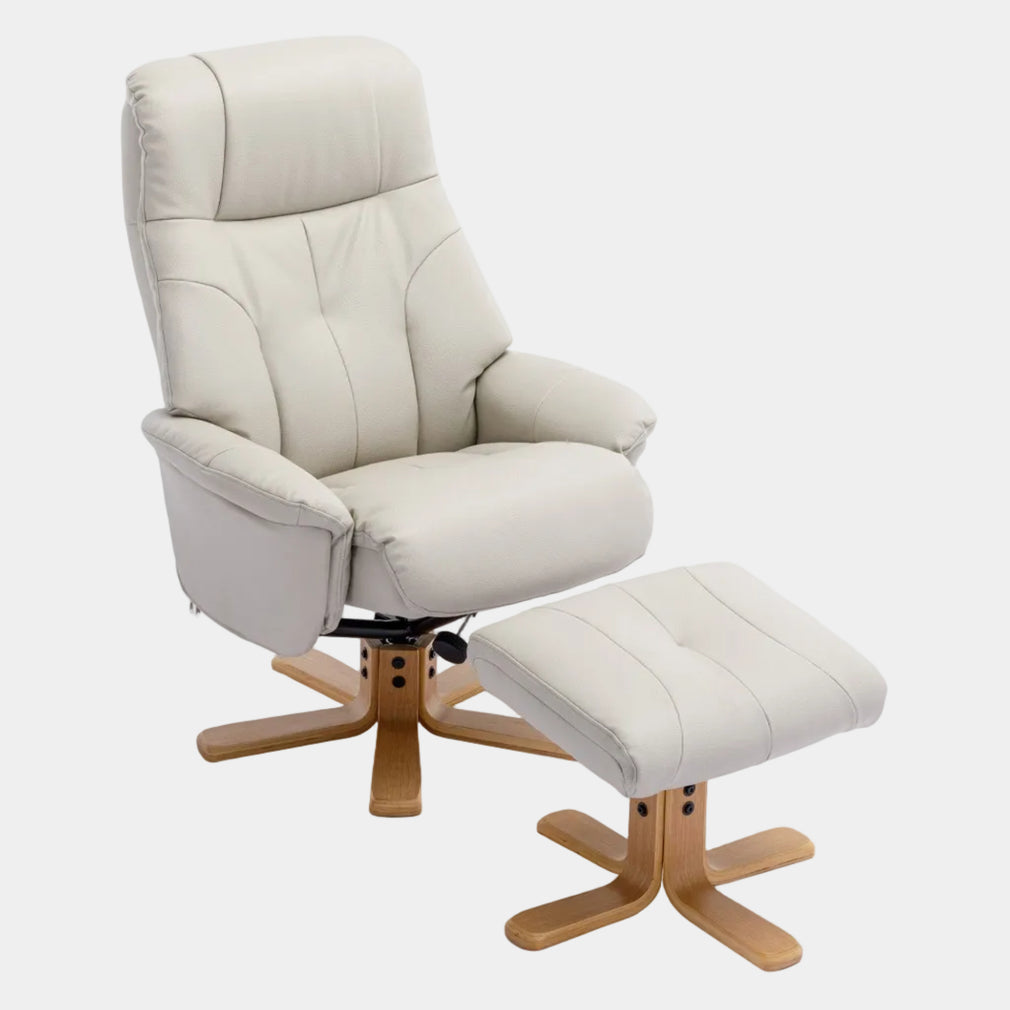 Quebec - Swivel Chair & Stool, Leather Effect Plush Mushroom
