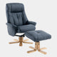 Quebec - Swivel Chair & Stool, Leather Effect Plush Navy