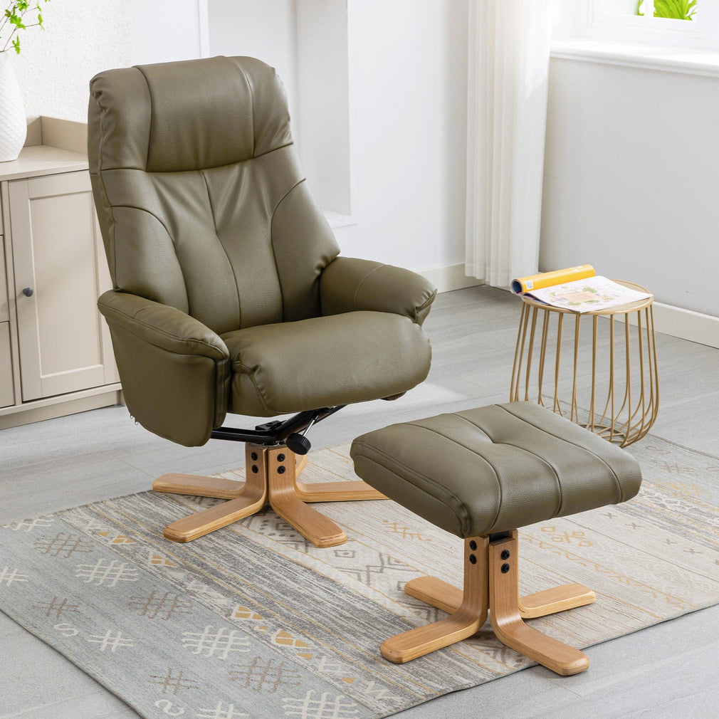 Quebec - Swivel Chair & Stool, Leather Effect