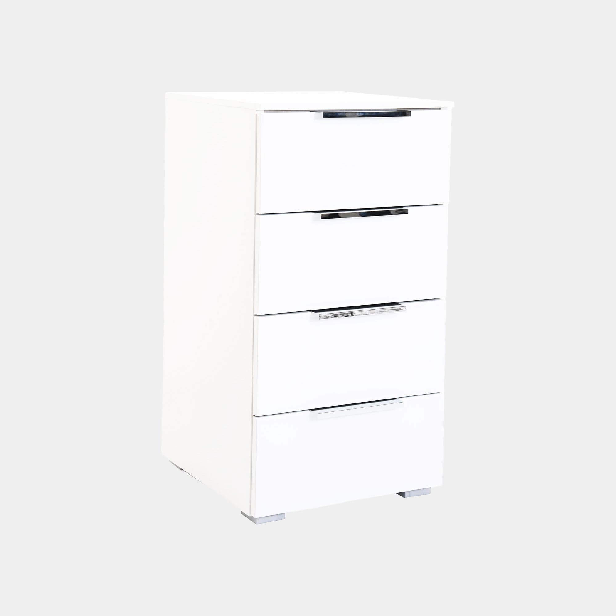 Strada - 40cm 4 Drawers Chest In White/White Glass A011G