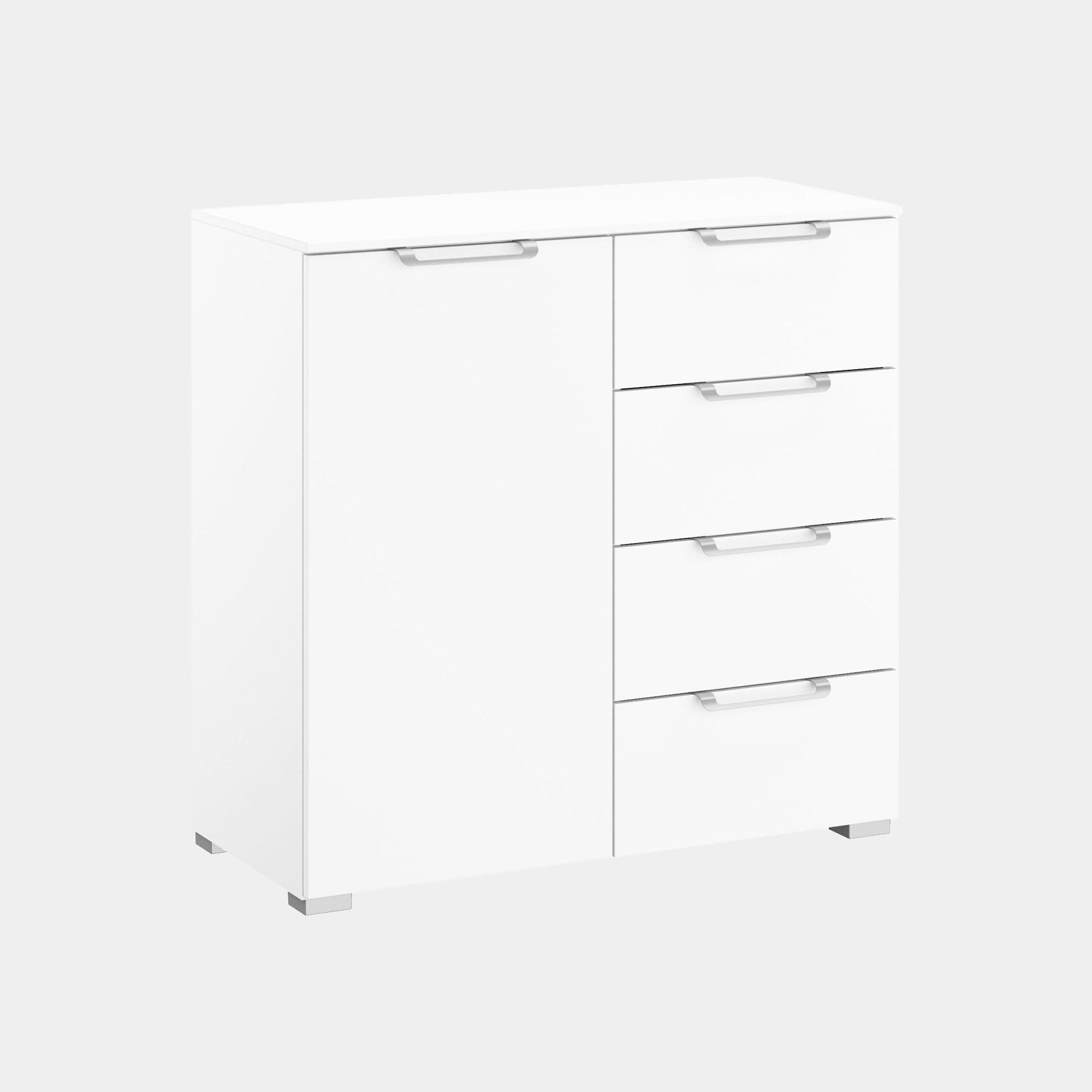 80cm 1 Door 4 Drawer Chest Colour Glass Front  Left Hinged Door