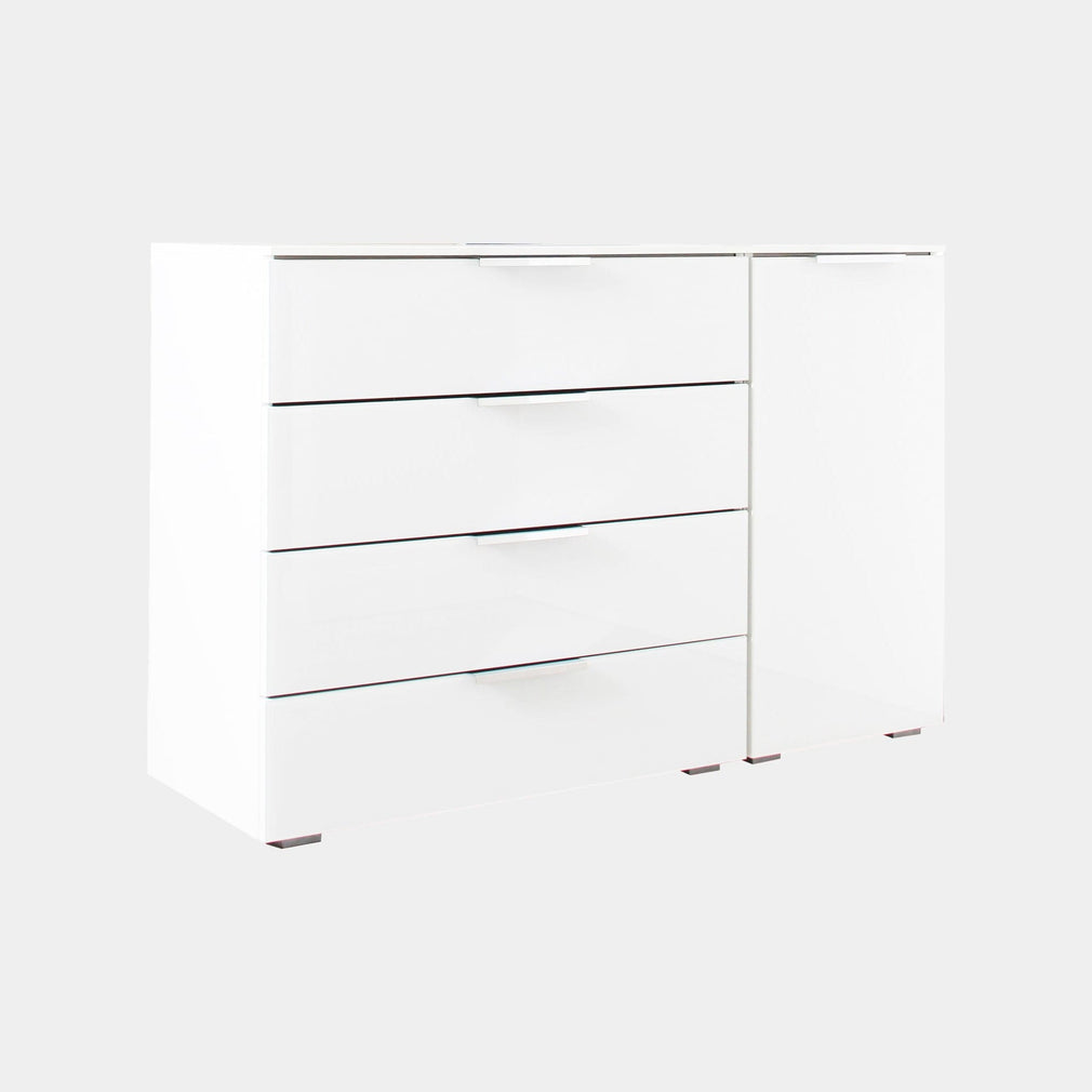 120cm 1 Door 4 Drawer Chest Colour Glass Front  Right Hinged Door