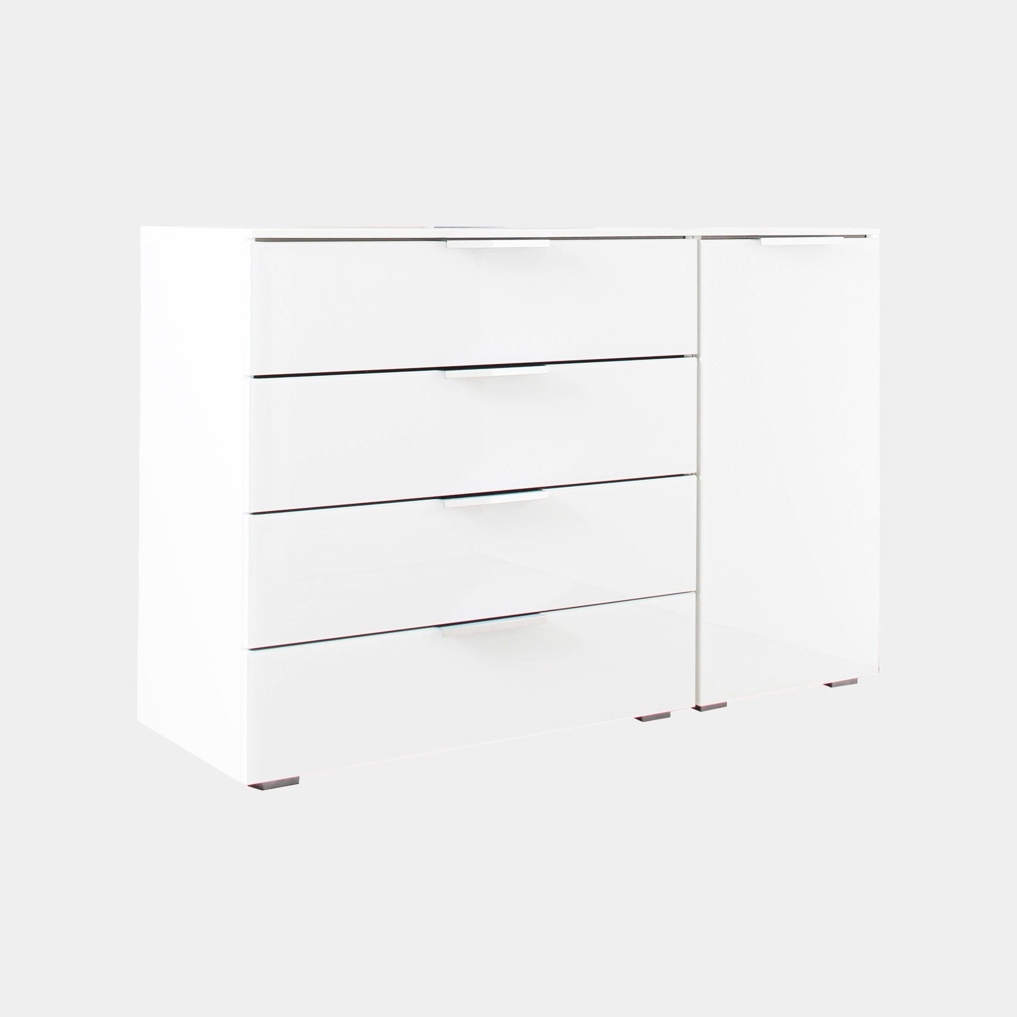 120cm 1 Door 4 Drawer Chest Colour Glass Front  Right Hinged Door