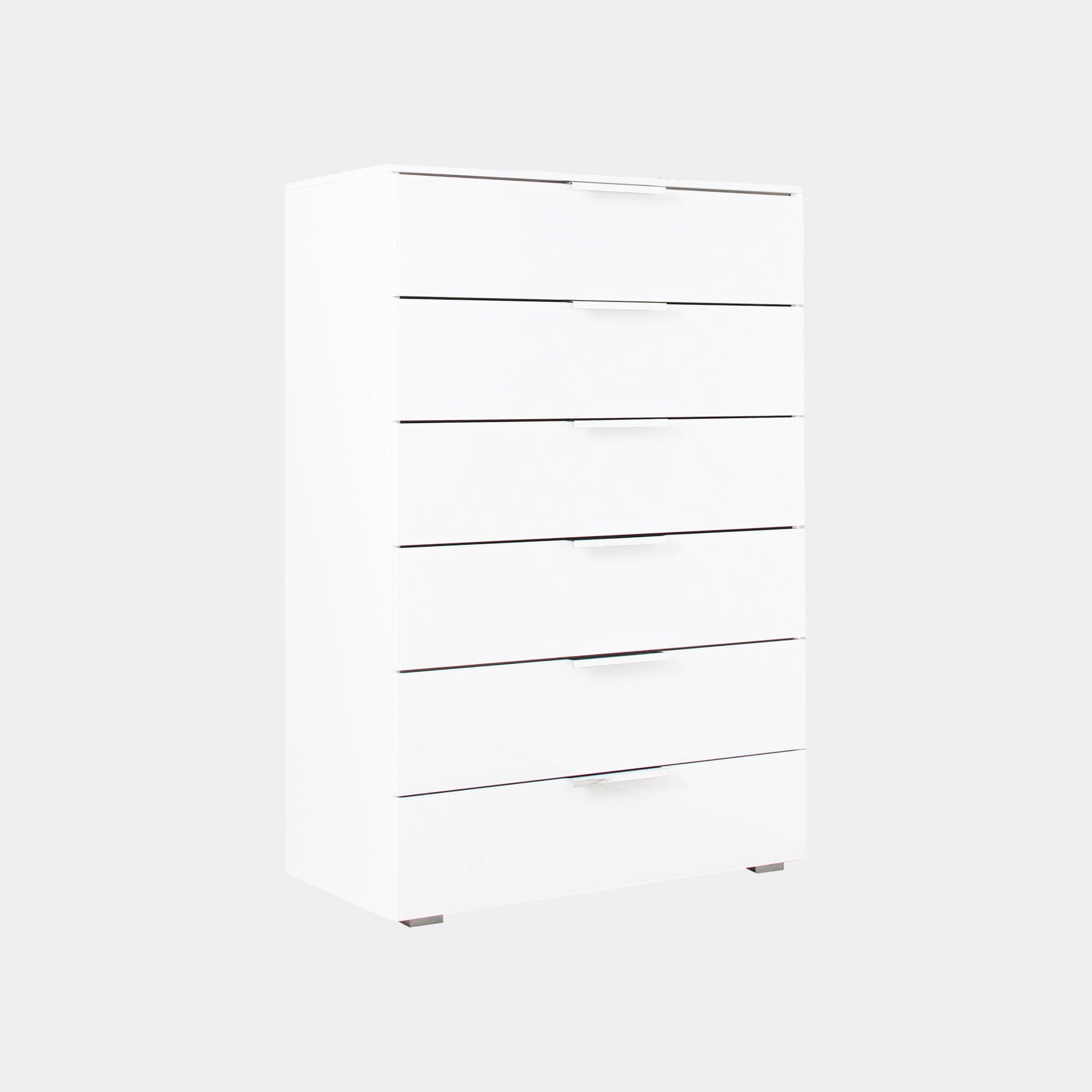 80cm 6 Drawer Chest Colour Glass Front White/White Glass A011G