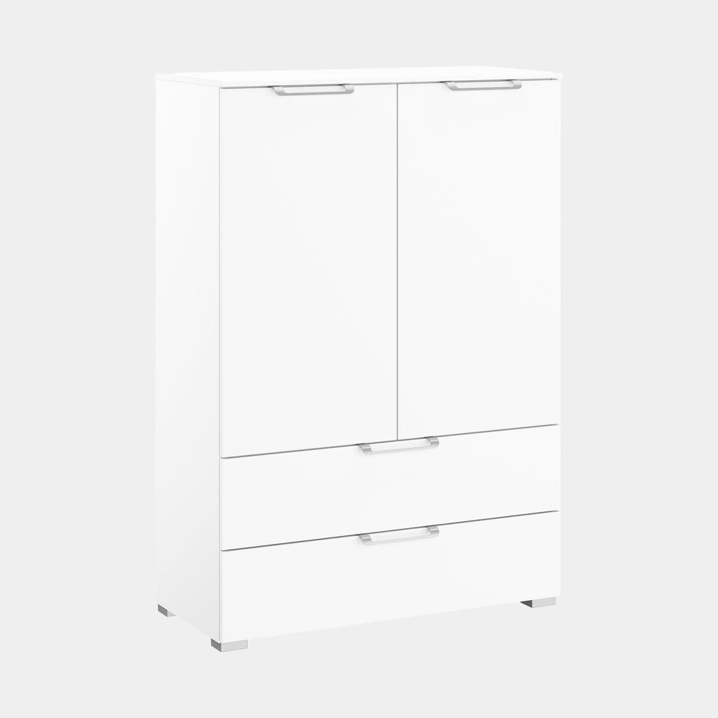 80cm 2 Door 2 Drawer Chest Colour Glass Front