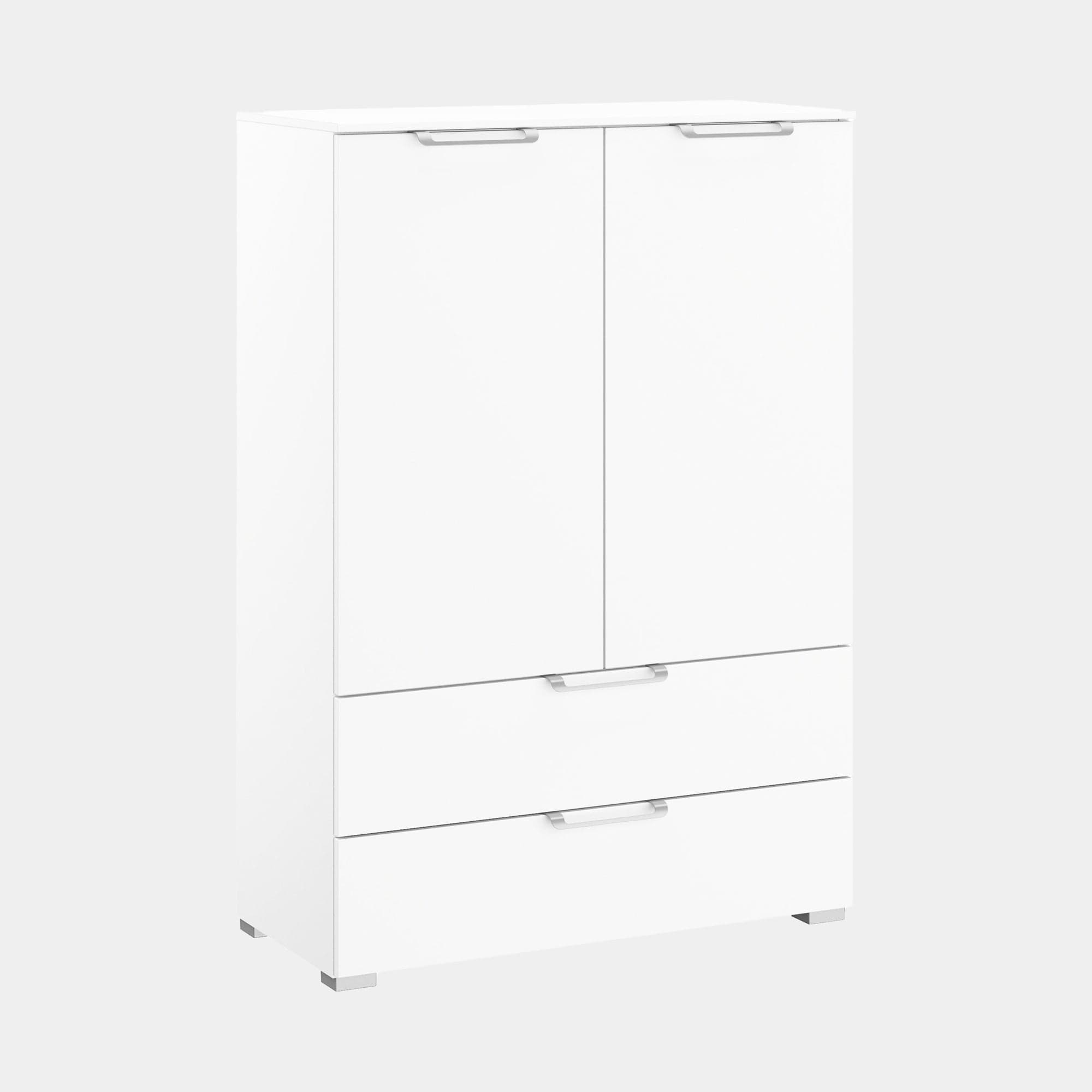 80cm 2 Door 2 Drawer Chest Colour Glass Front