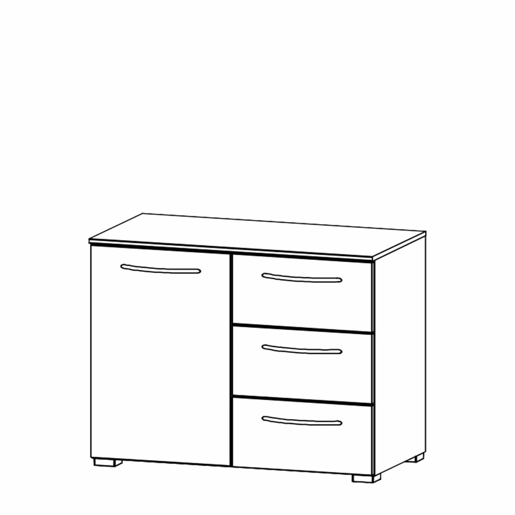 Charlton - 80cm 1 Door 3 Drawer Chest Colour Front