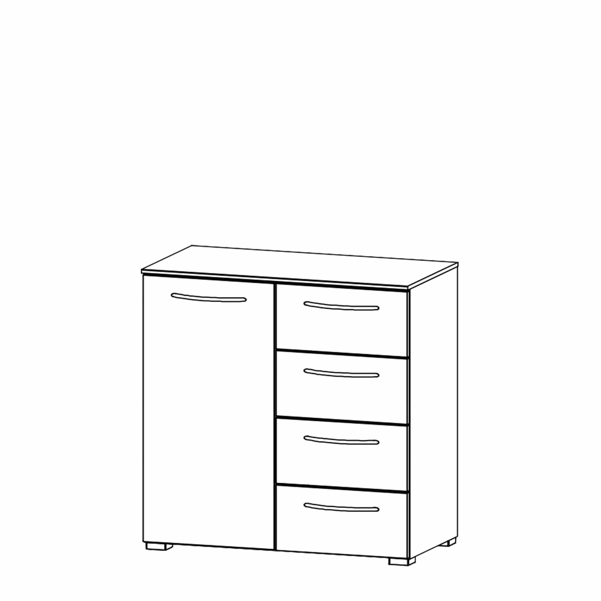 Charlton - 80cm 1 Door 4 Drawer Chest Colour Front