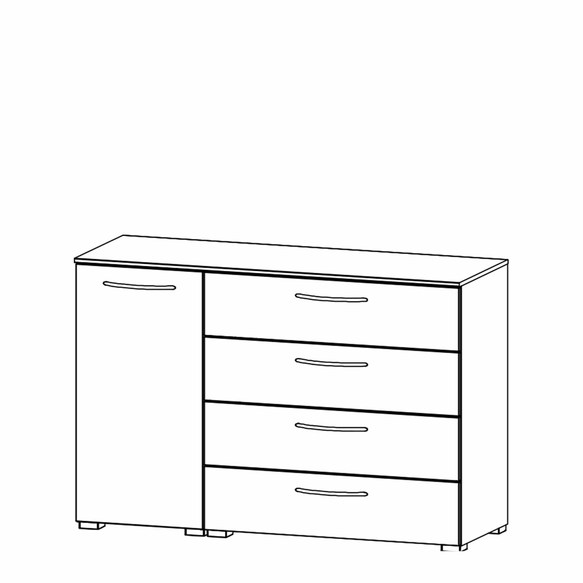 Charlton - 120cm 1 Door LH 4 Drawer Chest Colour Front