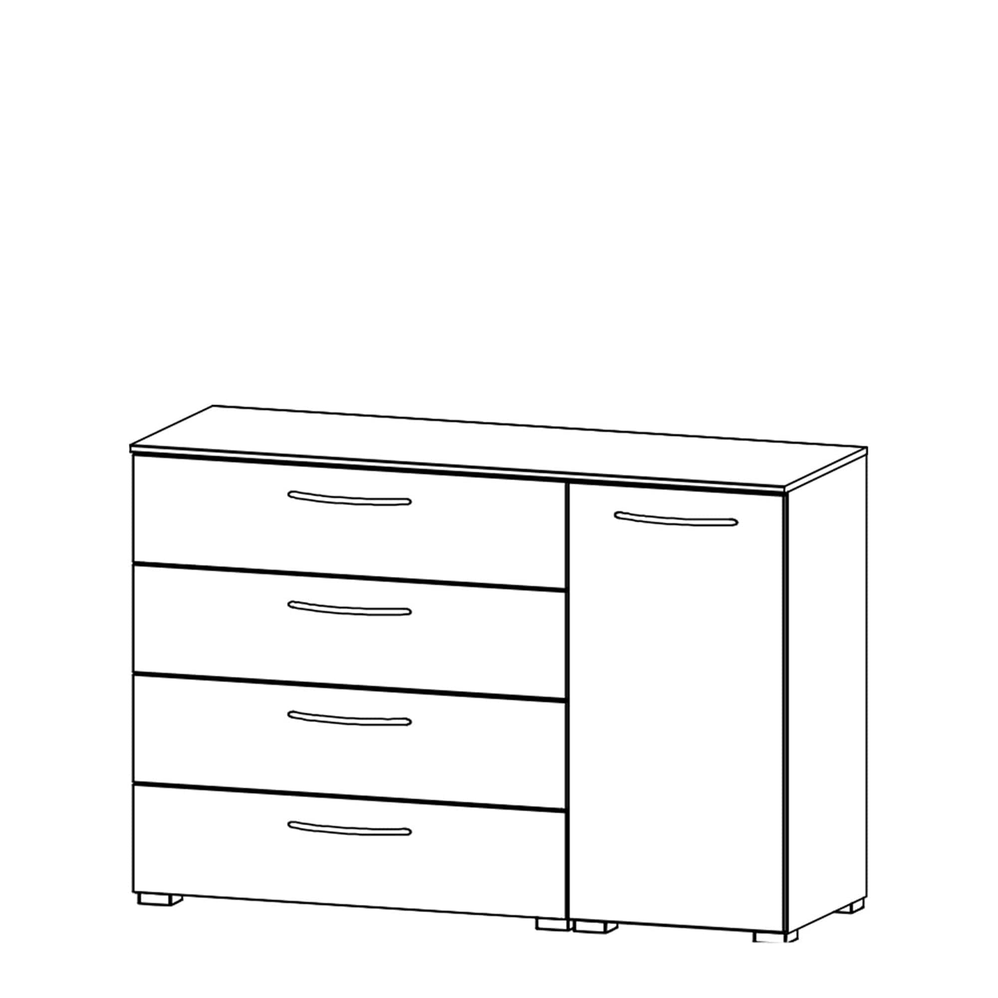 Charlton - 120cm 1 Door RH 4 Drawer Chest Colour Front