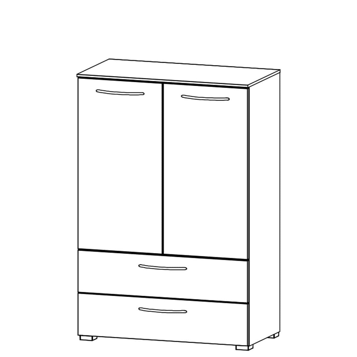 Charlton - 80cm 2 Door 2 Drawer Chest Colour Front