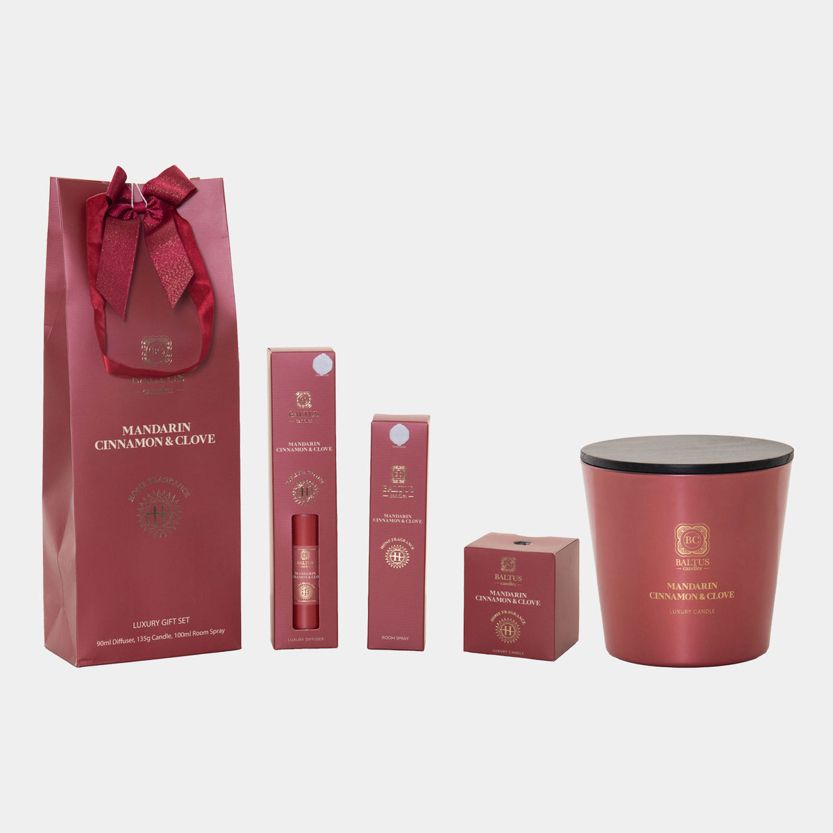 Mandarin, Cinnamon & Clove - Three Piece Gift Set & 500g Candle