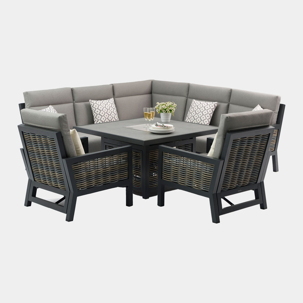 Key Largo - Corner Garden Dining Set With Firepit & High Backs