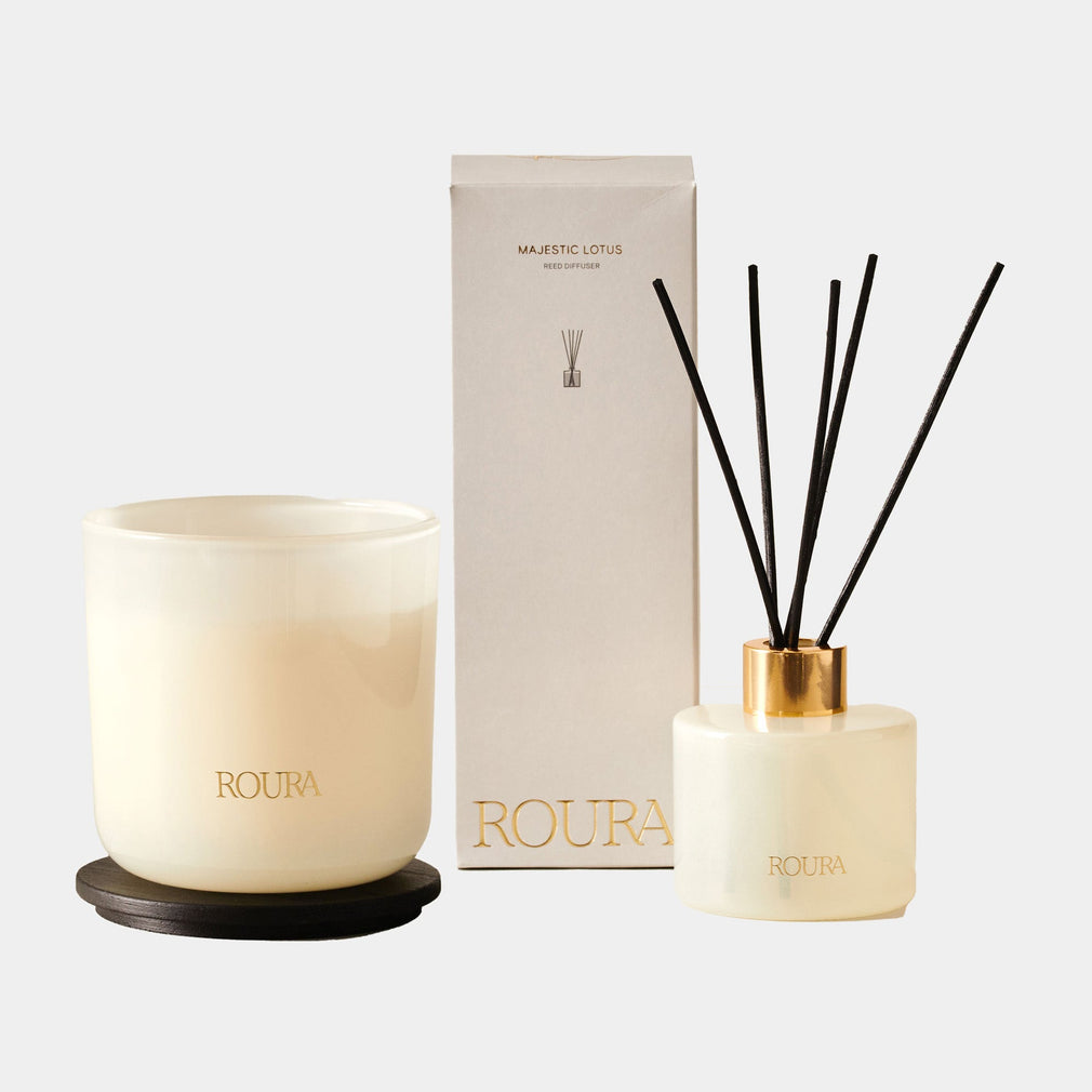 Roura Majestic - Lotus Jasmine Iris & Water Lily Candle & Reed Diffuser Set