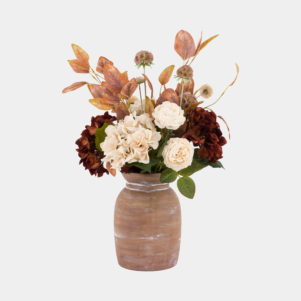 Artificial Hydrangea Bouquet in Vase - Luxury Faux Flower Arrangement