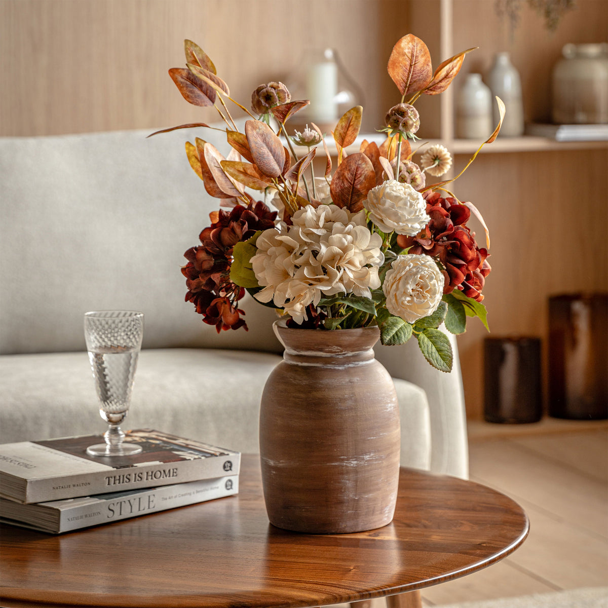 Artificial Hydrangea Bouquet in Vase - Luxury Faux Flower Arrangement