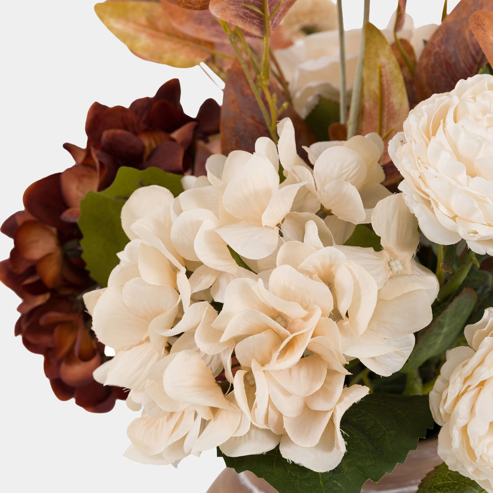 Artificial Hydrangea Bouquet in Vase - Luxury Faux Flower Arrangement