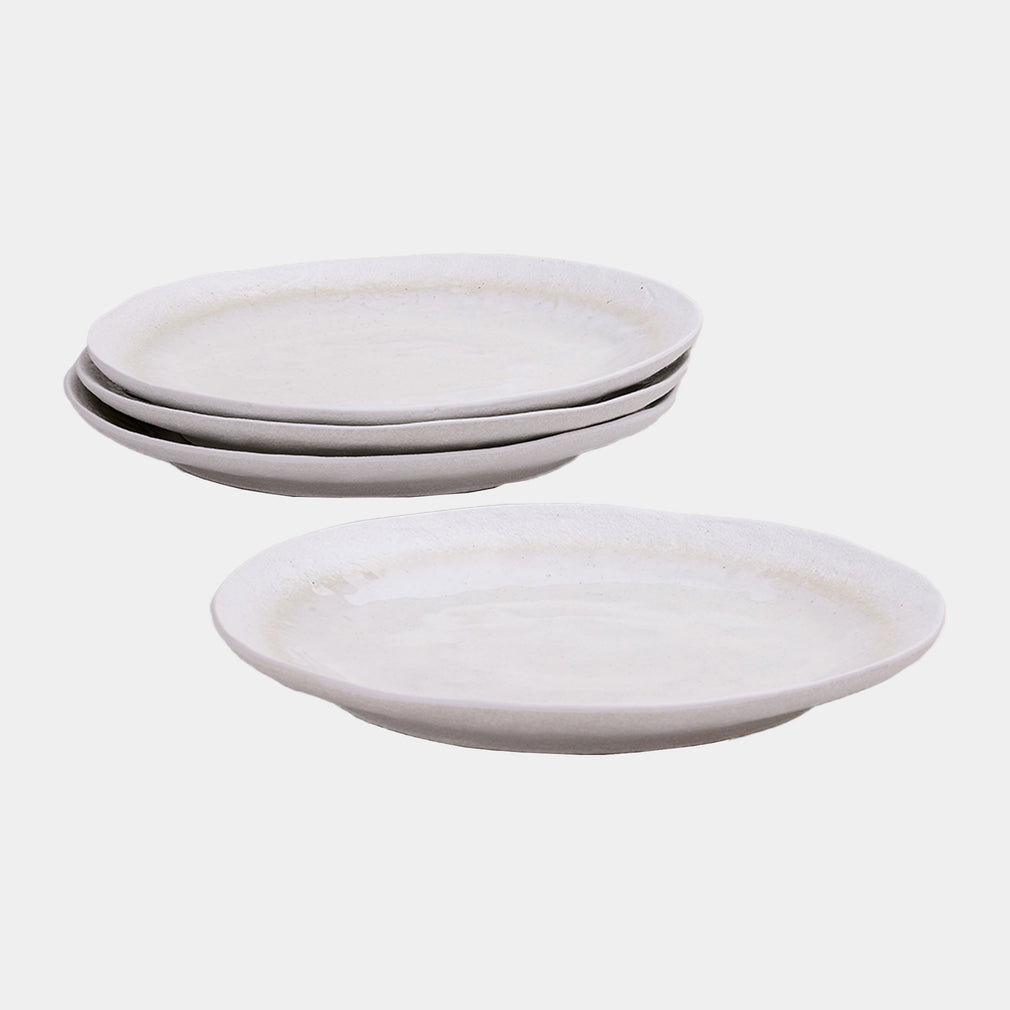 Mylor Soft White Stoneware - Dinner Plates, Set of 4
