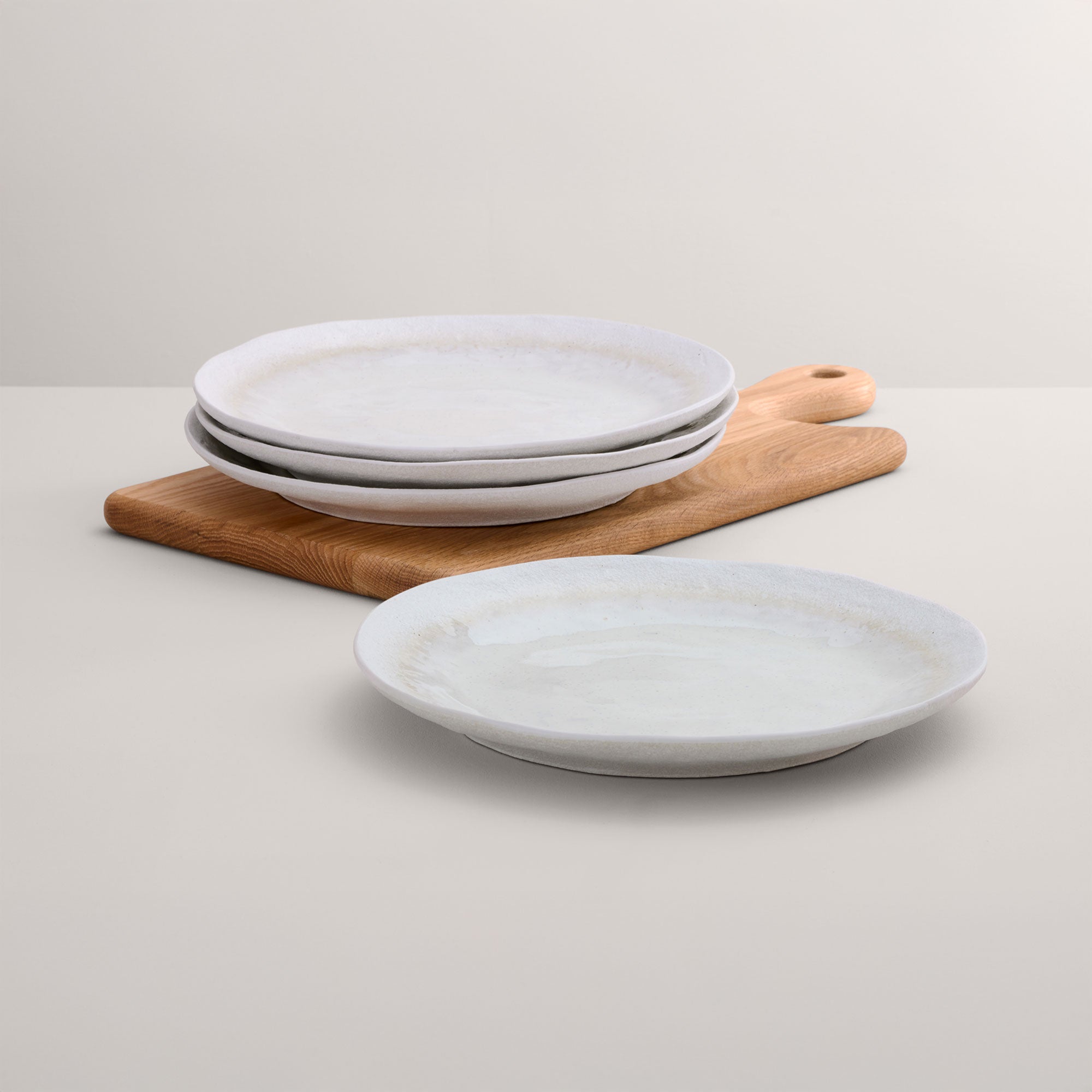 Mylor Soft White Stoneware - Dinner Plates, Set of 4