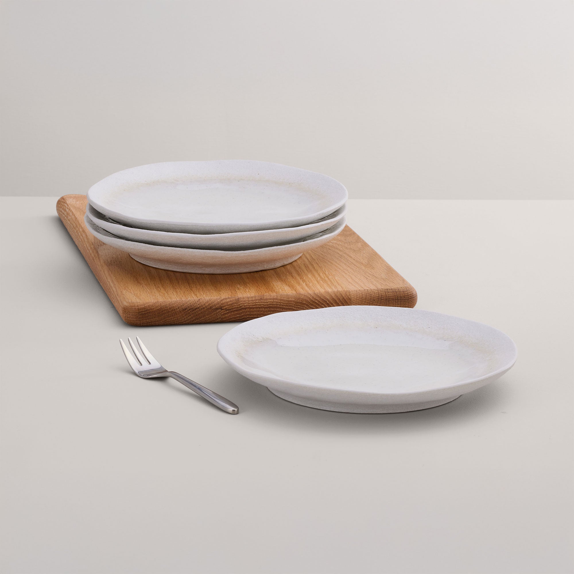 Mylor Soft White Stoneware - Side Plates, Set of 4