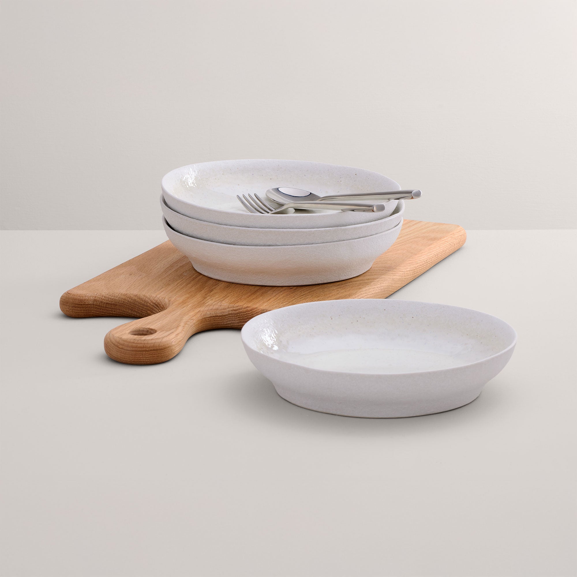 Mylor Soft White Stoneware - Pasta Bowls, Set of 4