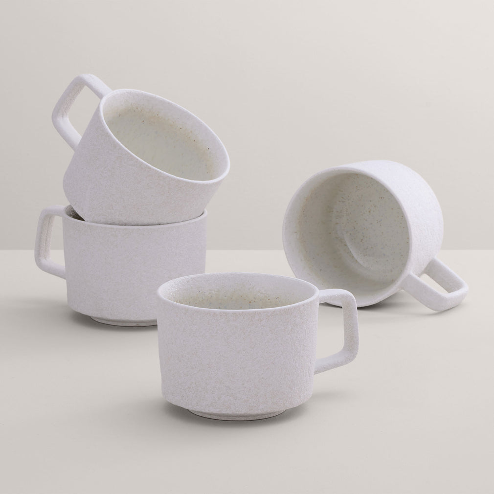 Mylor Soft White Stoneware - Large Mugs, Set of 4