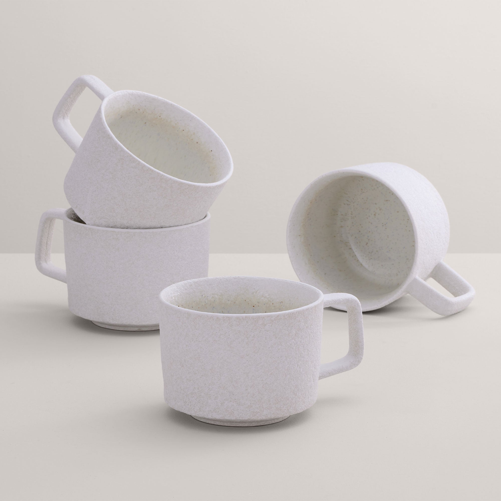 Mylor Soft White Stoneware - Large Mugs, Set of 4