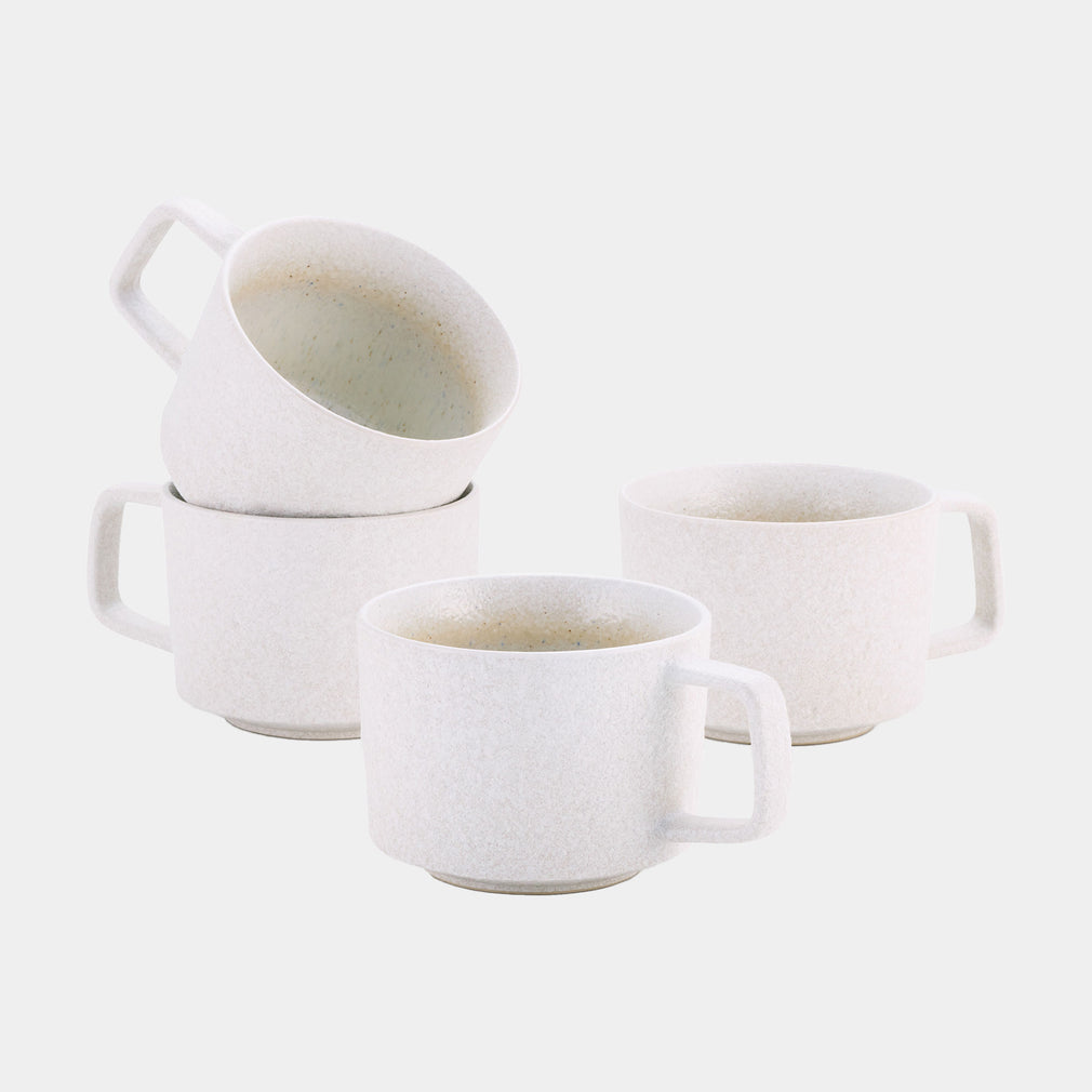 Mylor Soft White Stoneware - Large Mugs, Set of 4