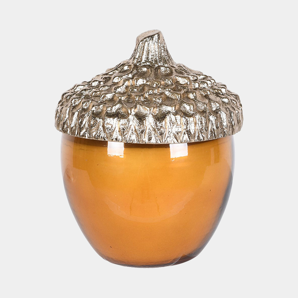 Saddle Acorn Christmas Candle - Gold Lidded Glass Festive Decoration
