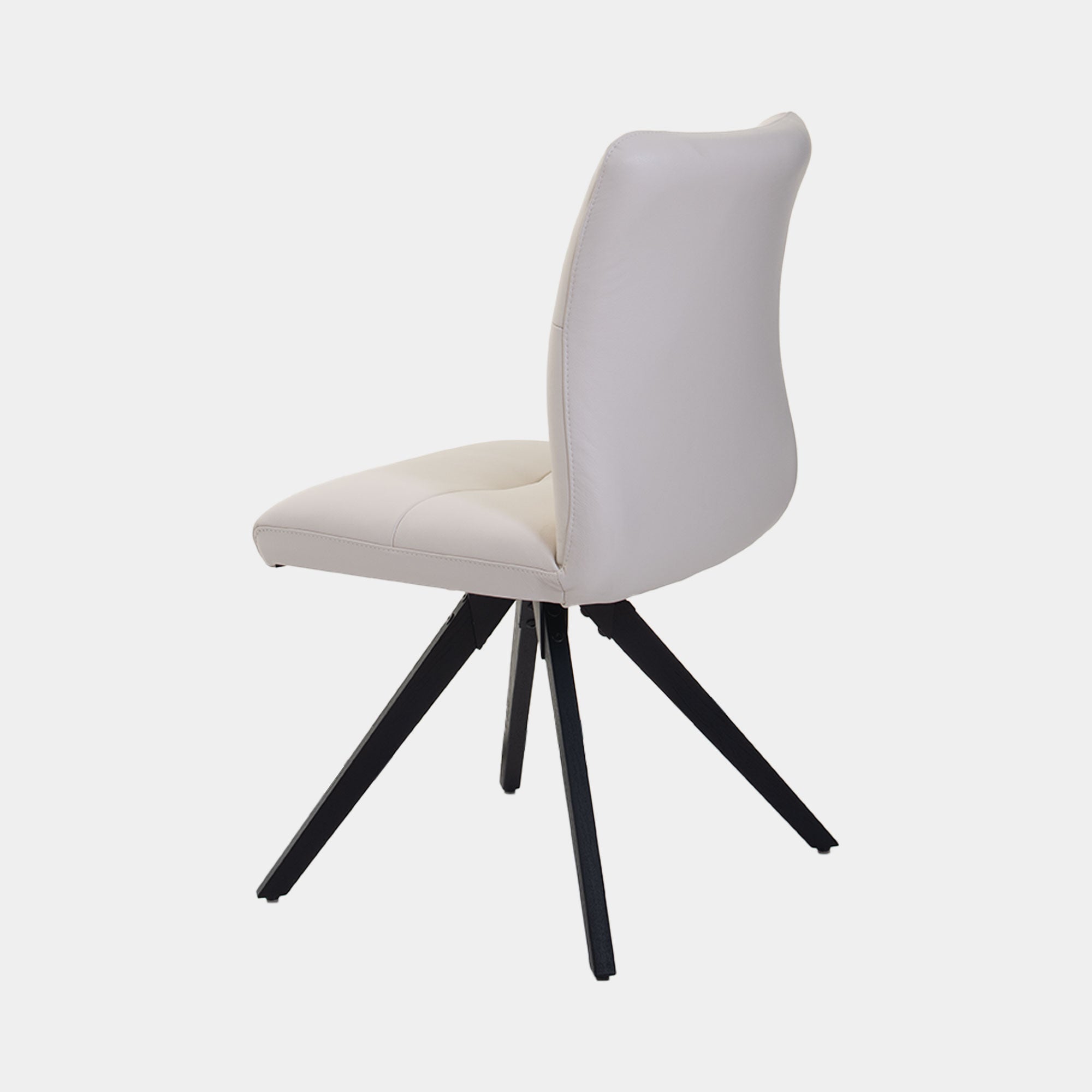 Shamrock - Swivel Dining Chair in White Leather with Black Legs