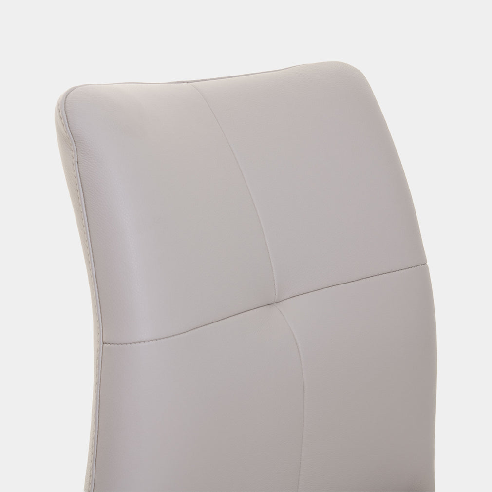 Shamrock - Swivel Dining Chair in White Leather with Black Legs