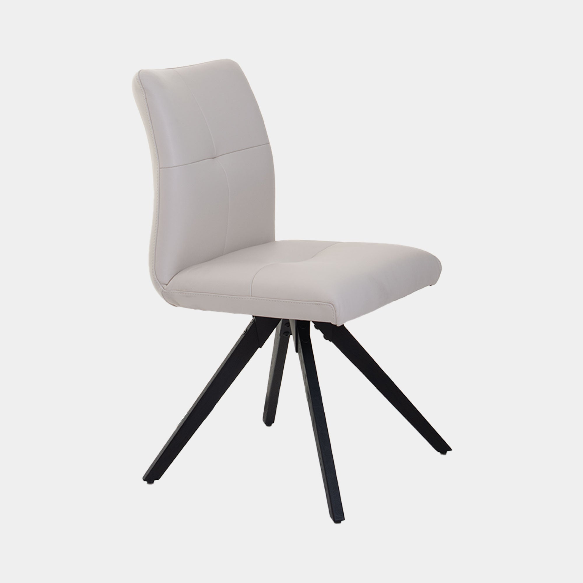 Shamrock - Swivel Dining Chair in White Leather with Black Legs