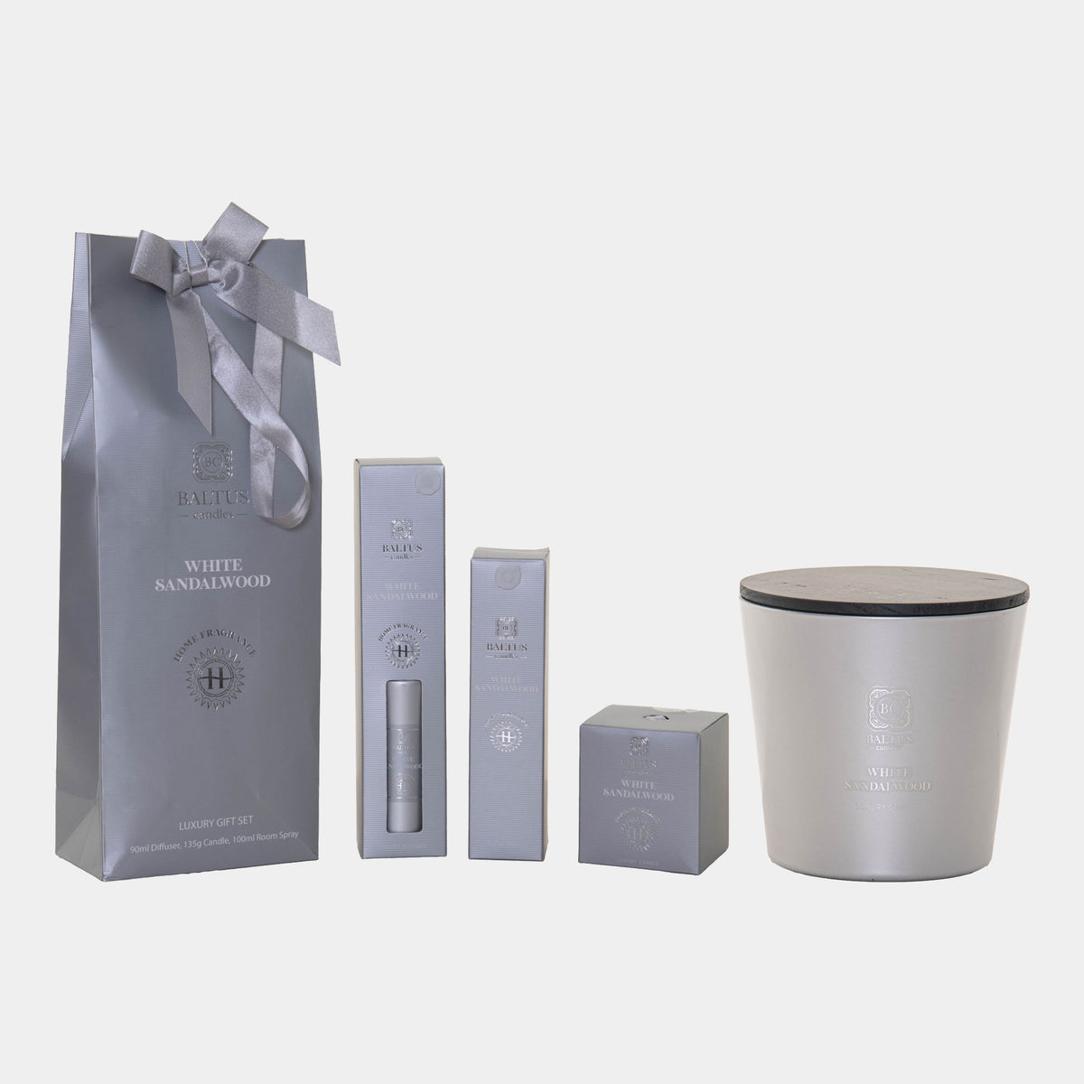Luxury White Sandalwood - Three Piece Gift Set & 500g Candle